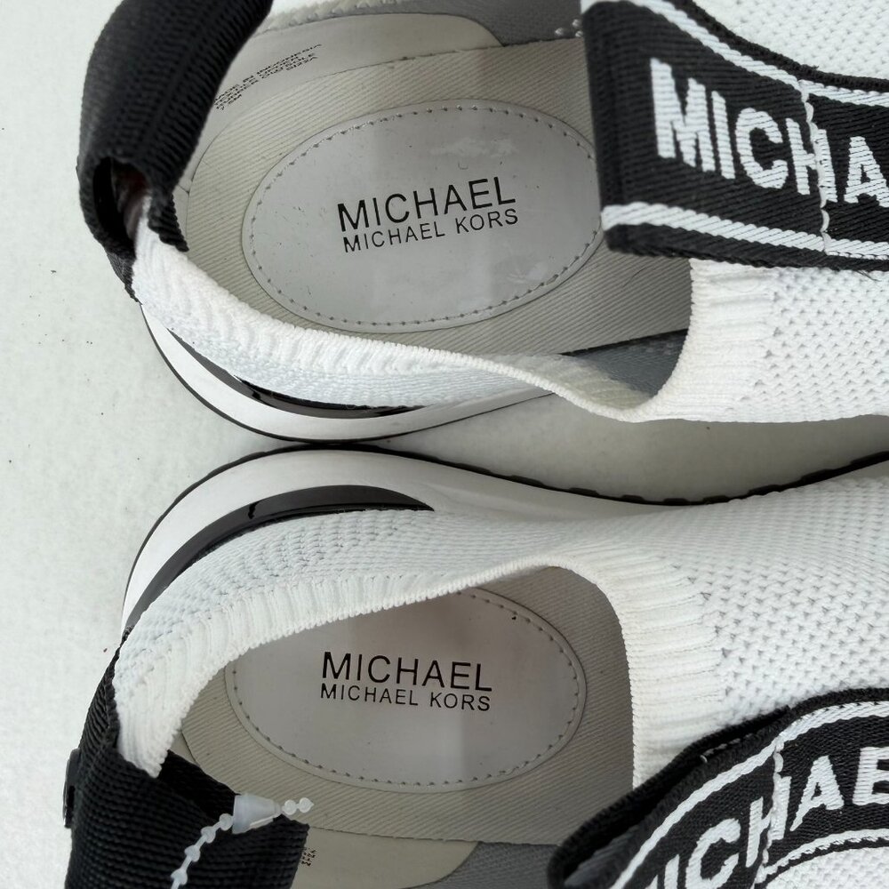 Michael Michael Kors Bodie Logo Tape Mesh Slip-On Trainers - White/Black - 7.5M - Picture 7 of 11